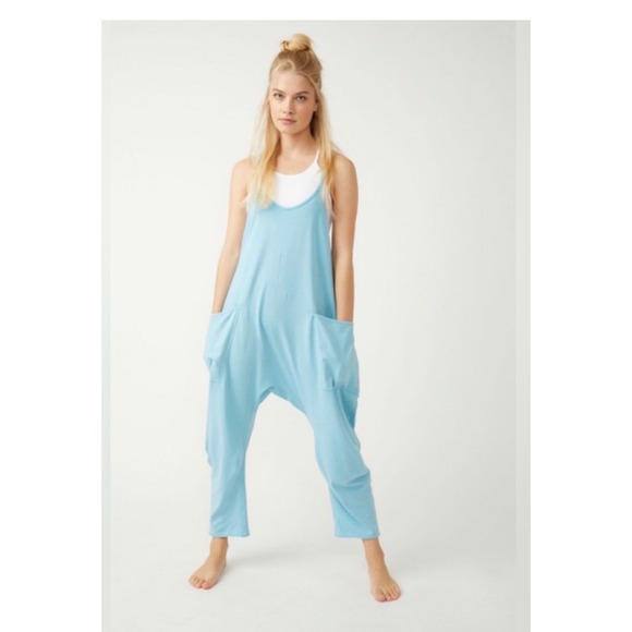 Free People Pants - Free People FP Movement Hot Shot Onesie Light Blue Slouchy Jumpsuit Small